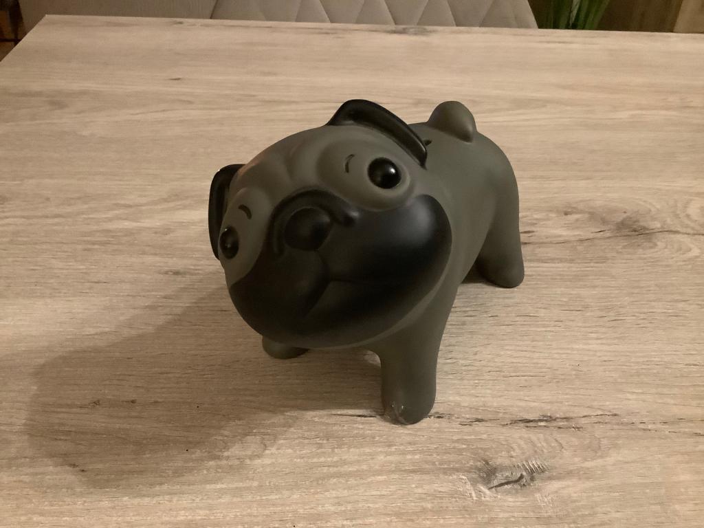 Plastic mopshond spaarpot (19x26 cm), Ophalen of Verzenden, Zo goed als nieuw, Kunststof, Dier