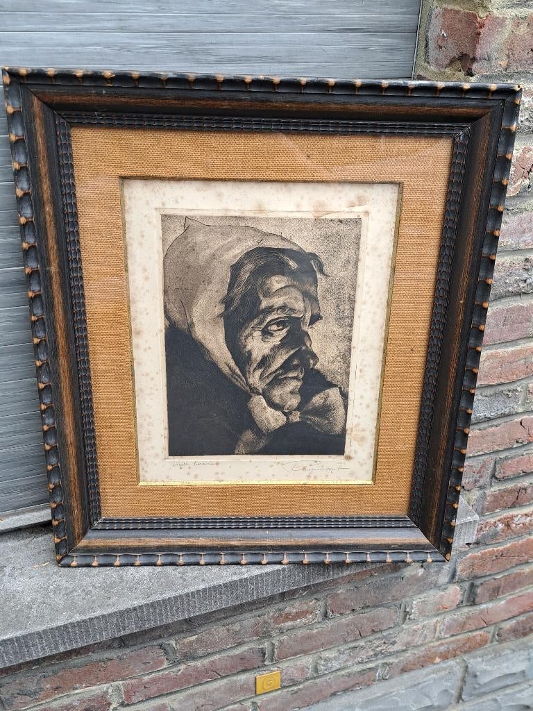 gravure la boraine signe victor regnart, Antiquités & Art, Enlèvement ou Envoi