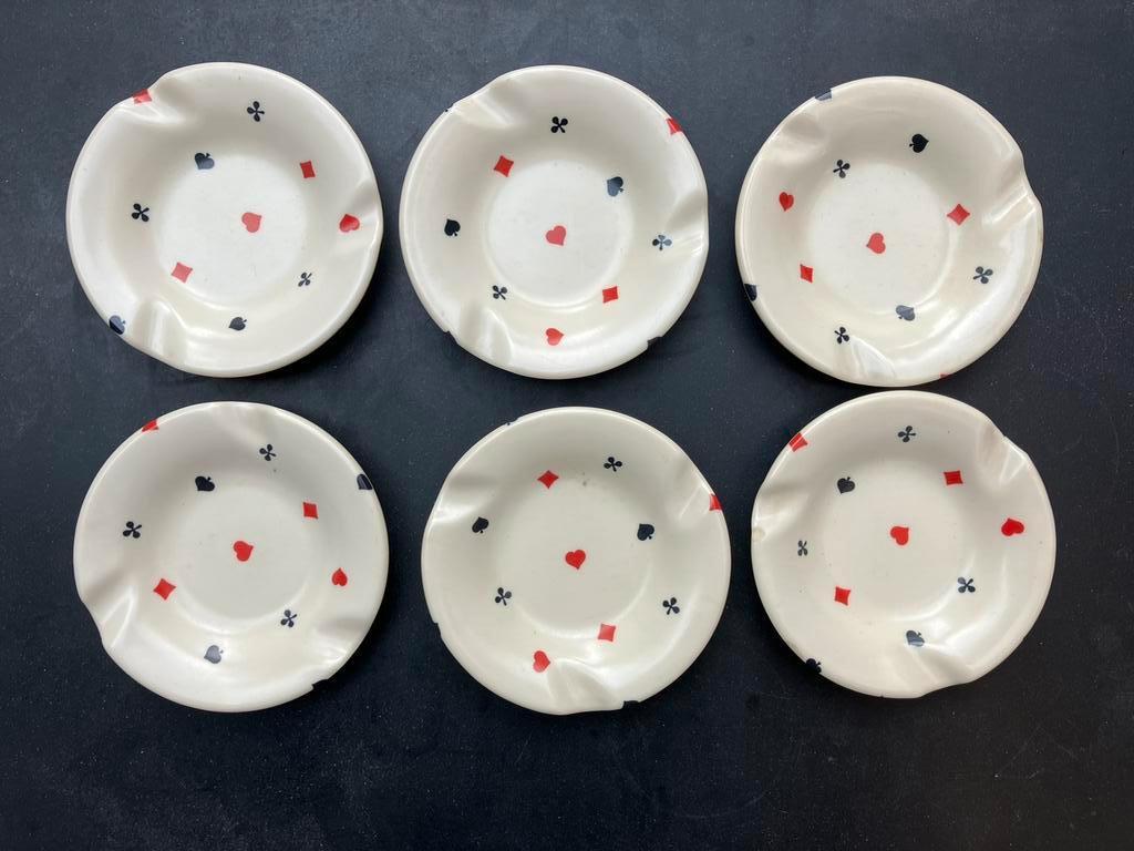 6 x Cogebi Ornamin 4110 cendrier asbak decor kaartspel, Ophalen, Asbak