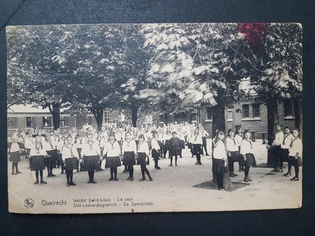 Postkaart Quatrecht Kwatrecht Institut Speelplaats Wetteren, Verzamelen, Postkaarten | België, Gelopen, Oost-Vlaanderen, 1920 tot 1940