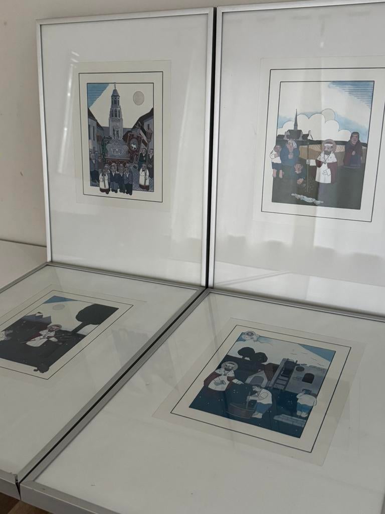 Set van 4 Religieuze Wim Robbe Litho's, Antiek en Kunst, Ophalen of Verzenden