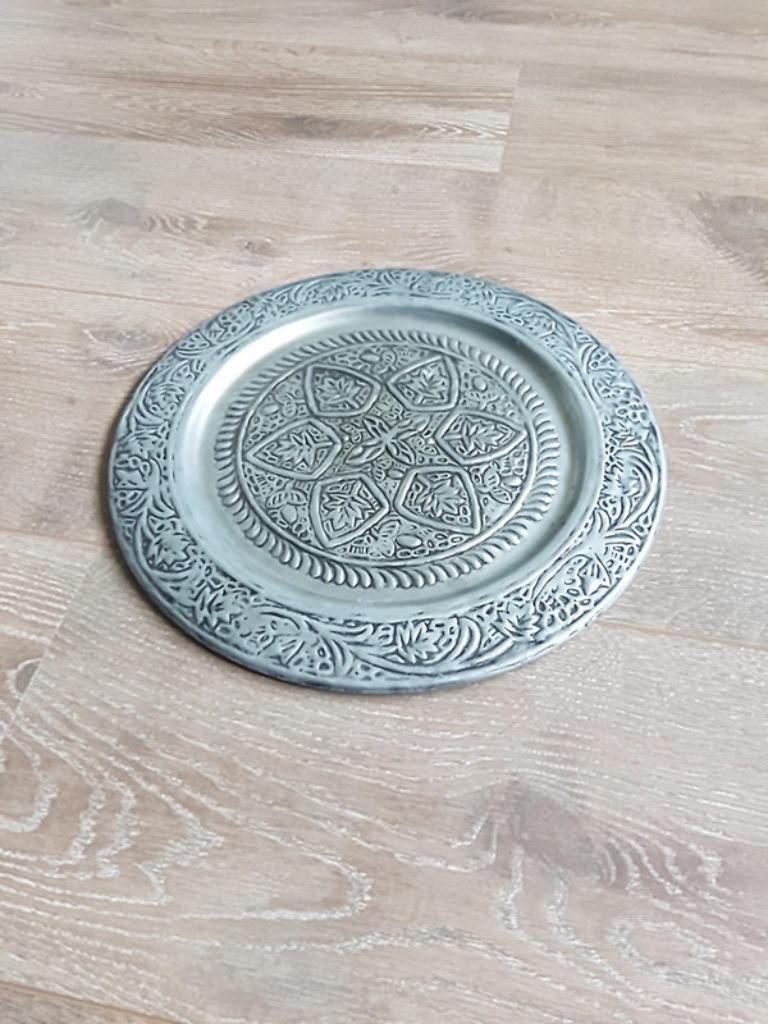 Serveerschaal - dienblad - decoratie schaal - kaarsenhouder, Ophalen of Verzenden, Zo goed als nieuw, Rond, Schaal