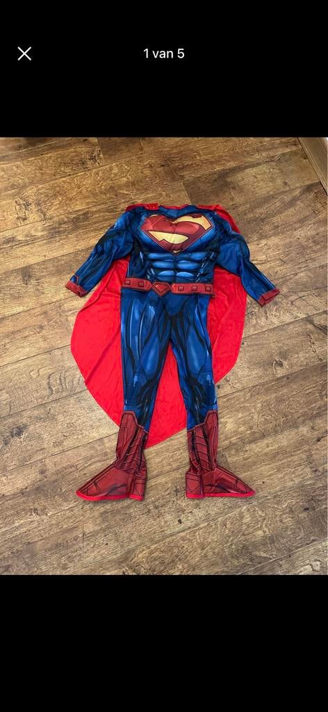 Superman verkleed pak / carnaval, spieren, maat 110 / 5 jaar, Ophalen of Verzenden, Gebruikt