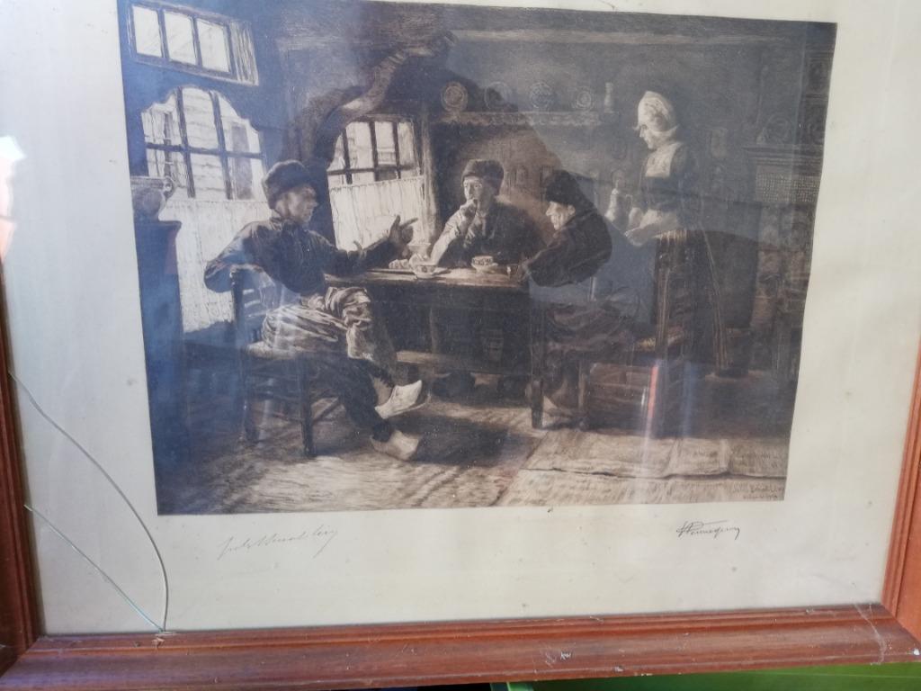 * Jules Benoit Lévy : ets: Mannen in een café, Ophalen of Verzenden