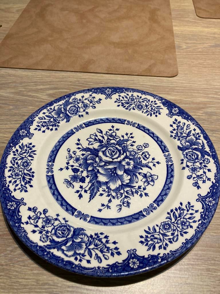 English bord Ironstone Cobalt Blue Floral Dinner Plate, Ophalen of Verzenden