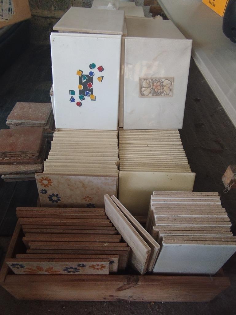 Faience en vloertegels kleine formaten effen en figuurtjes, Ophalen, Gebruikt, Minder dan 20 cm, Minder dan 20 cm