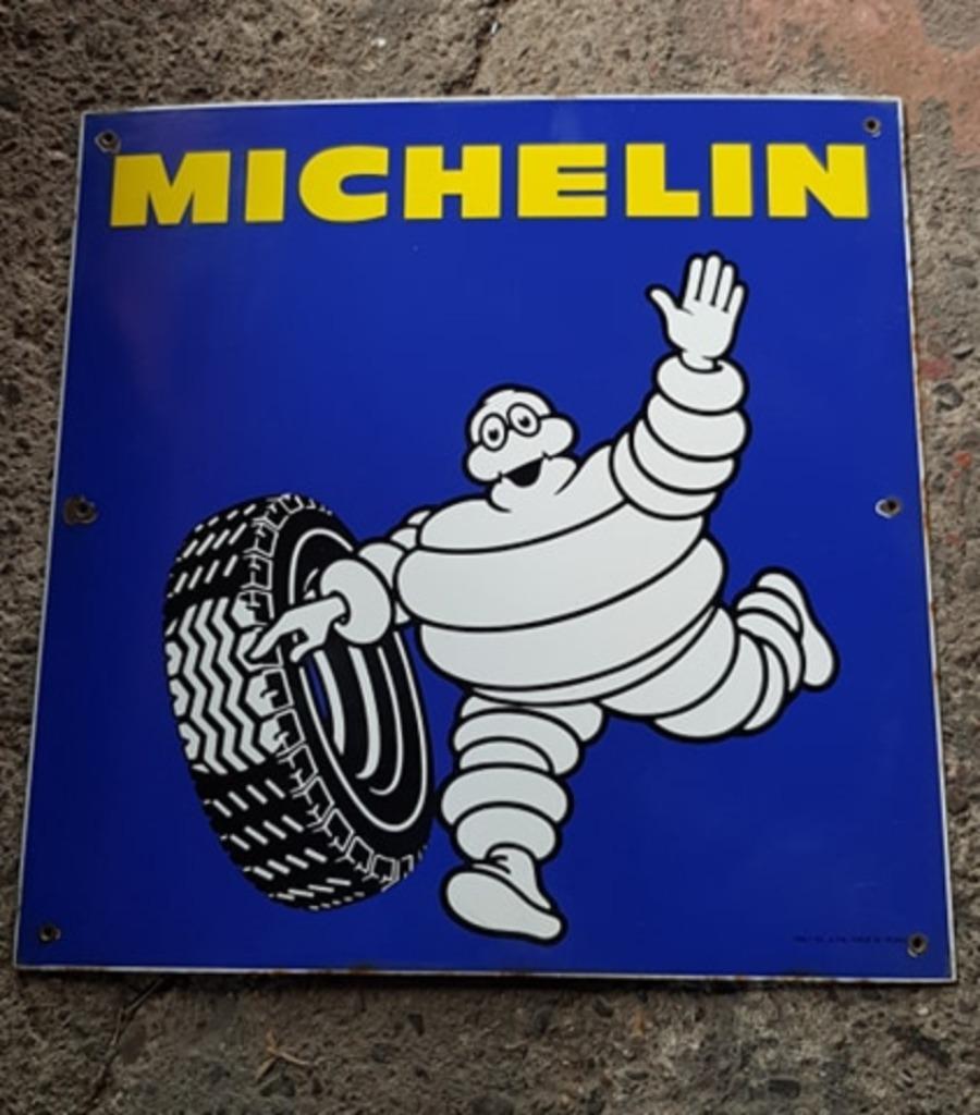 Michelin Bibendum banden reclame bord vintage decoratie, Verzamelen, Ophalen of Verzenden, Gebruikt, Reclamebord