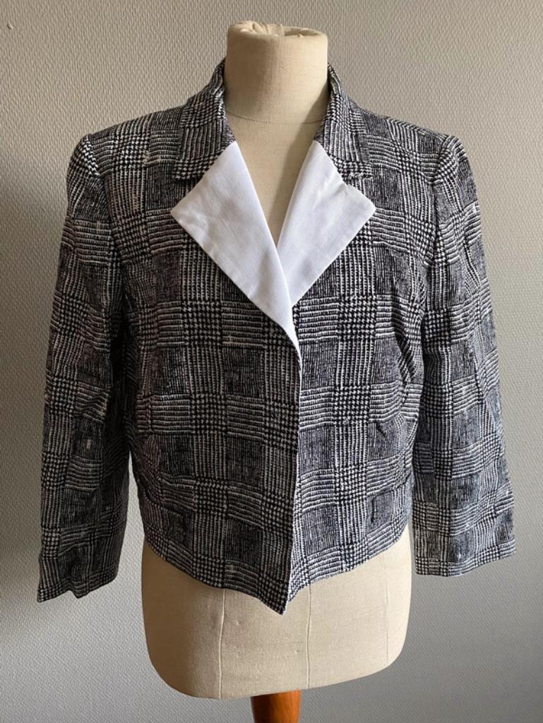 Zwart-wit vestje met driekwartsmouw Anne Belin maat 48, Anne Belin, Taille 46/48 (XL) ou plus grande, Comme neuf, Manteau