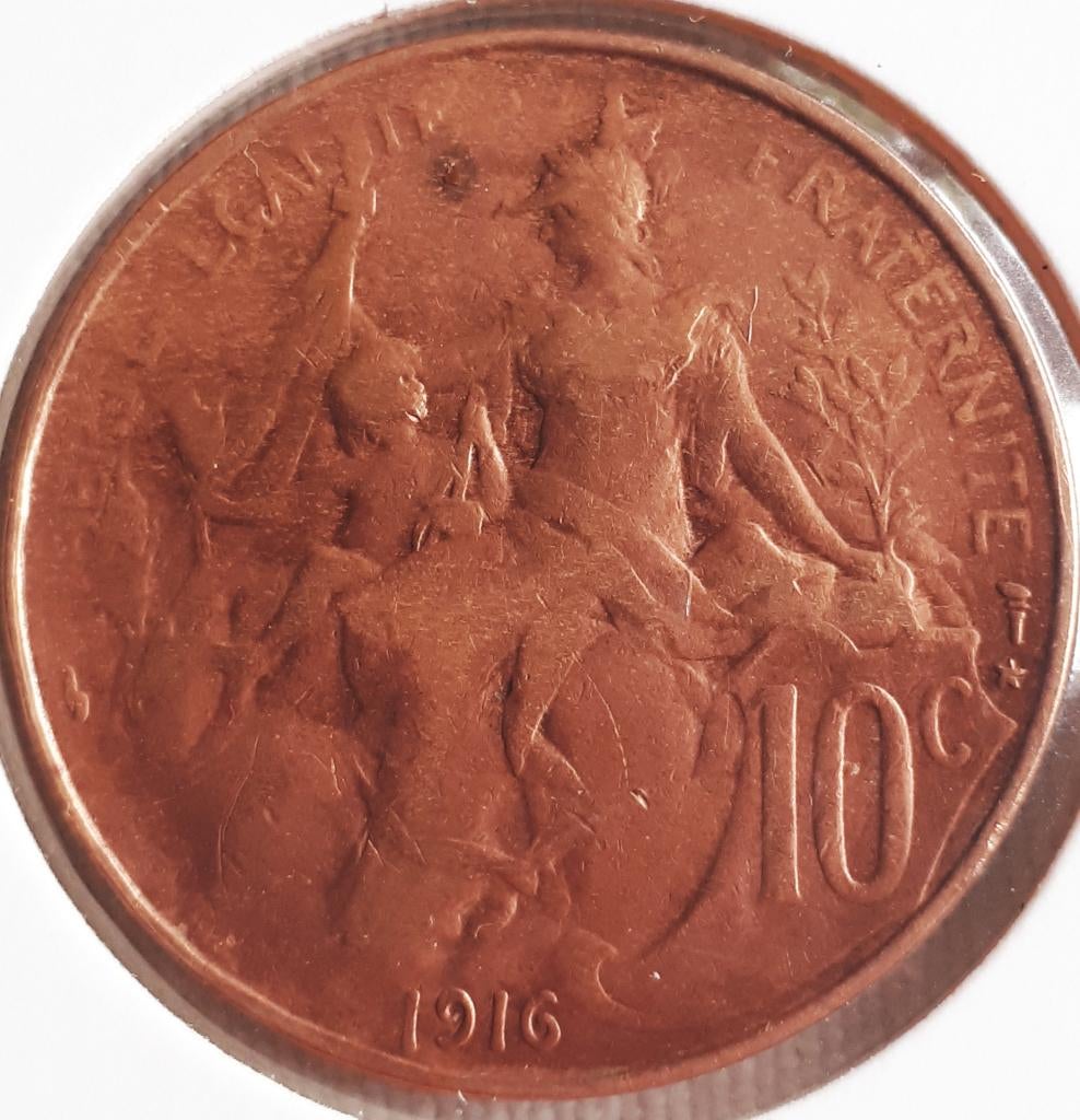FRANCIA : 10 CENTIMES 1916 S (Madrid) KM843, Envoi, France, Monnaie en vrac