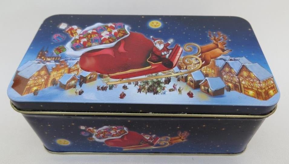 lege blikken doos kerstmis Delhaize marzipanstollen, Ophalen of Verzenden, Gebruikt, Koek(jes), Overige merken