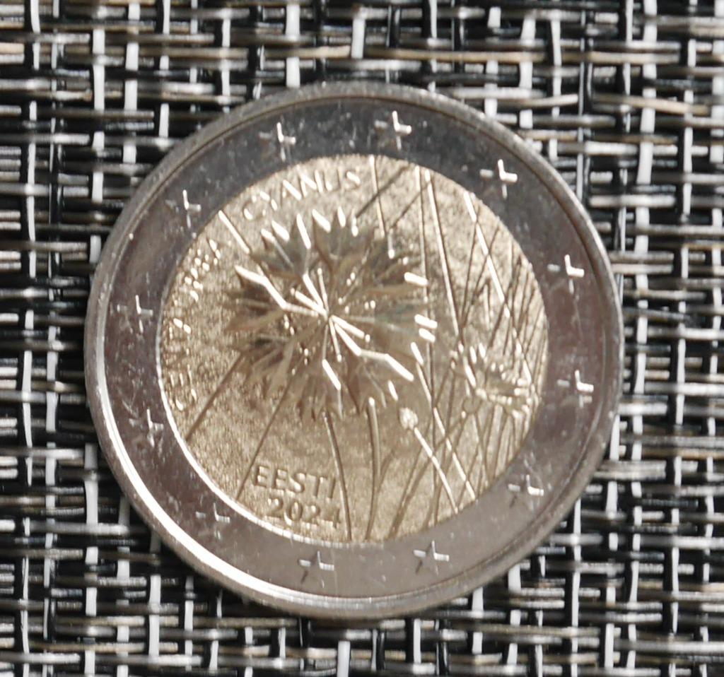 2 Euro Estland 2024 UNC Estse nationale bloem, blauw, Postzegels en Munten, Munten | Europa | Euromunten, Ophalen of Verzenden