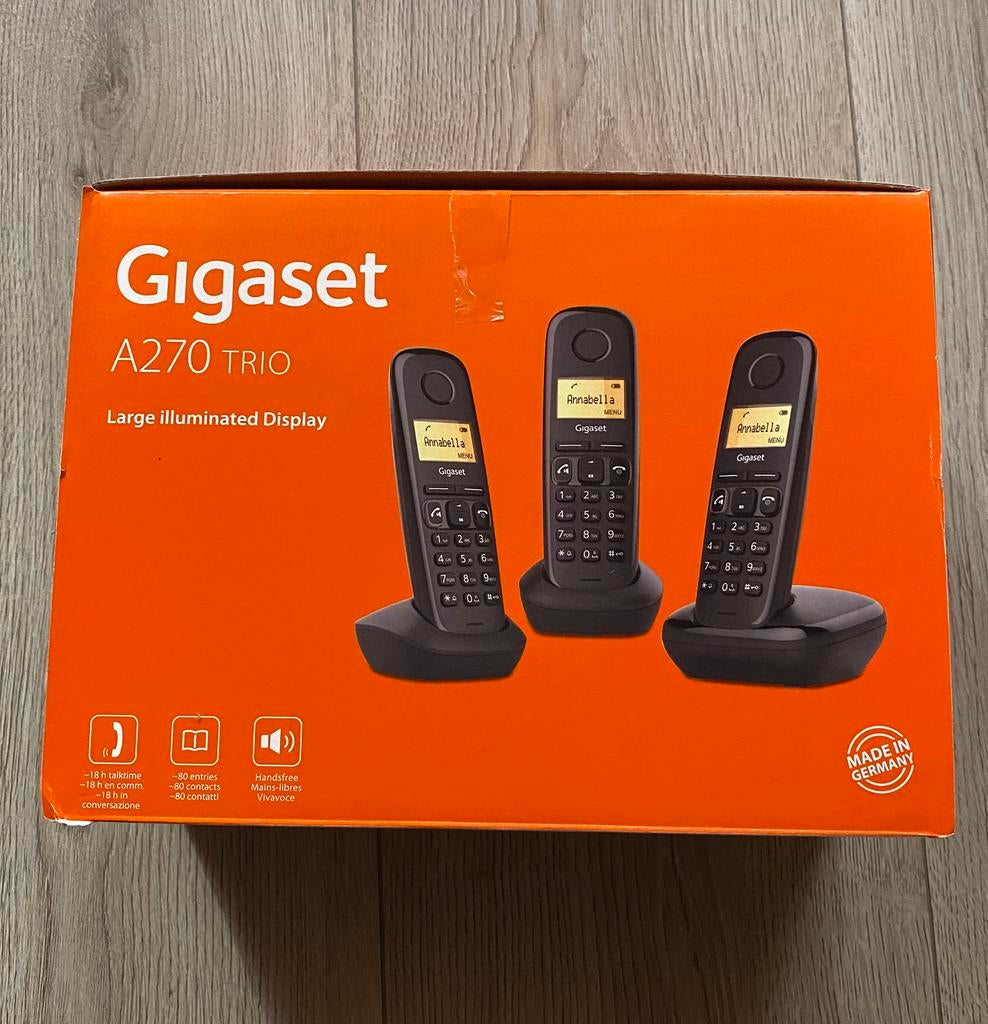 Téléphone Fix Gigaset A270 trio, prix : 10€, Enlèvement ou Envoi, Utilisé, 2 combinés