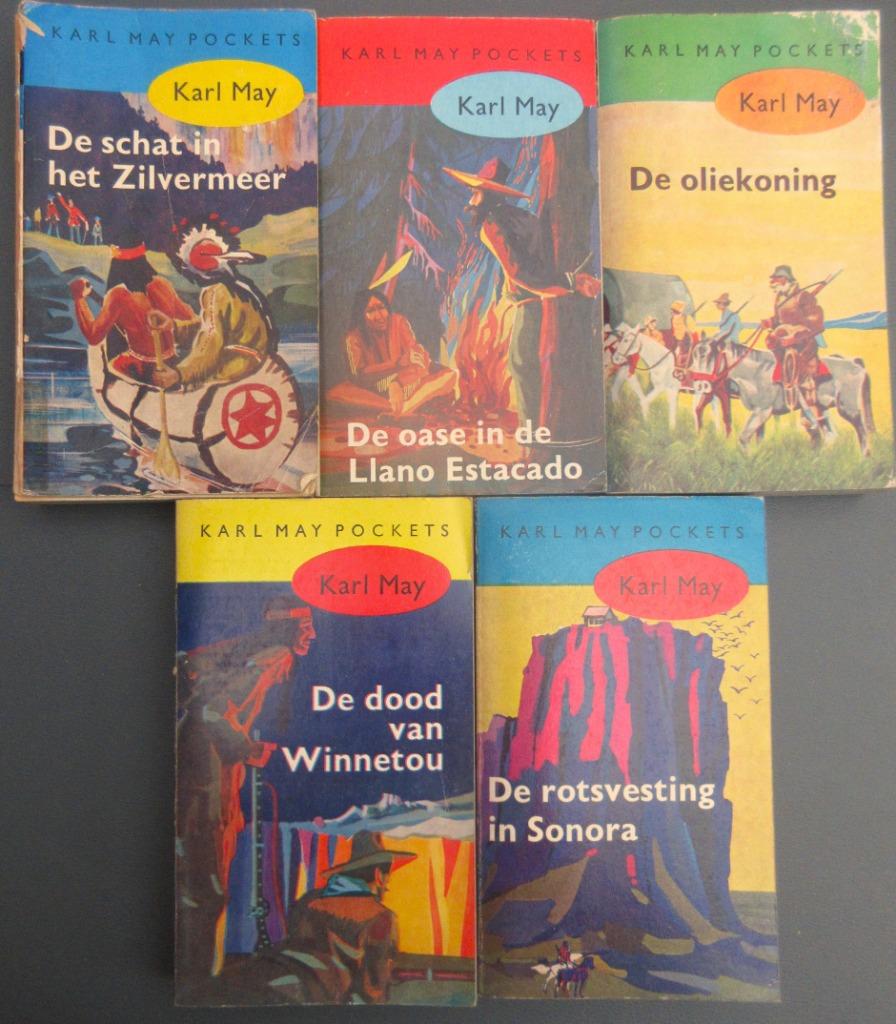 5 pockets Karl May 1962 Puur Nostalgie, Boeken, Avontuur en Actie, Gelezen, Ophalen of Verzenden