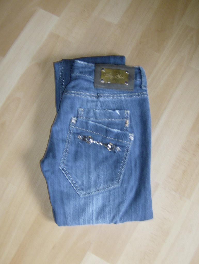 jeansbroek blauw merk fly girl - maat 40 = taille 32 cm klei, Kleding | Dames, Blauw, Fly girl, Ophalen of Verzenden, W27 (confectie 34) of kleiner