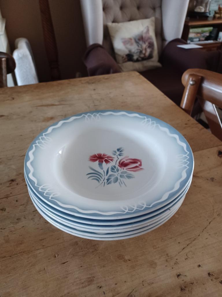 6 diepe borden DIGOIN SARREGUEMINES JULIETTE, Antiek en Kunst, Ophalen of Verzenden