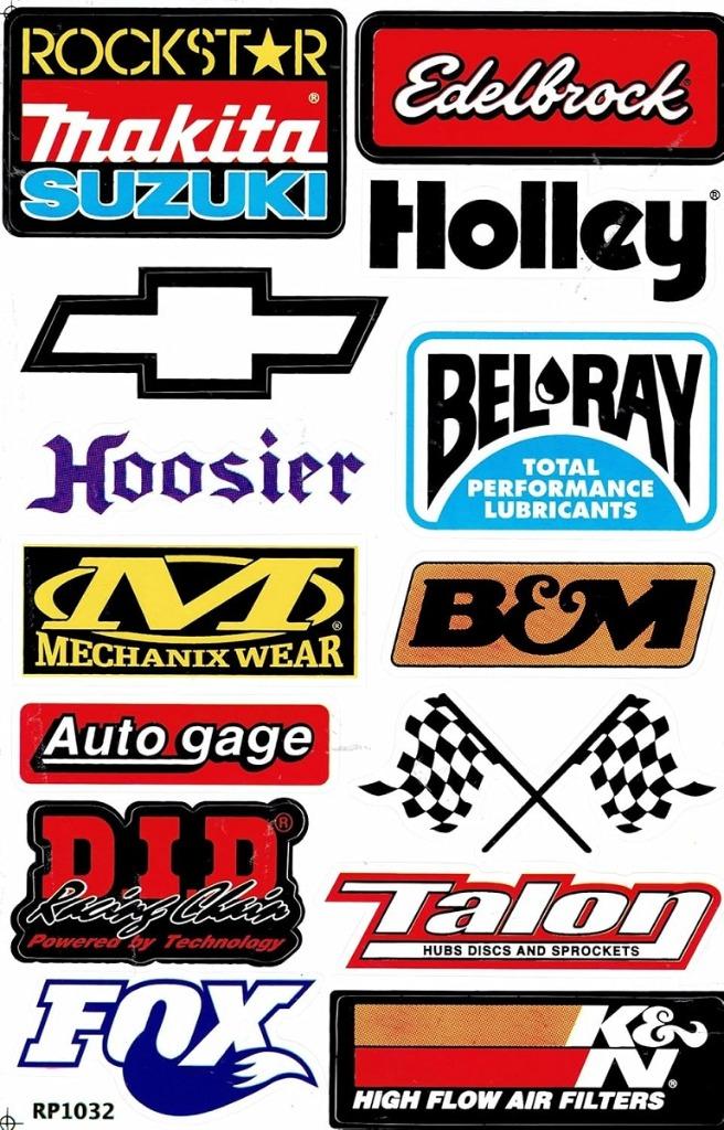 Feuille d'autocollants Bel-Ray Fox K&N Makita Edelbrock Hoos, Enlèvement ou Envoi