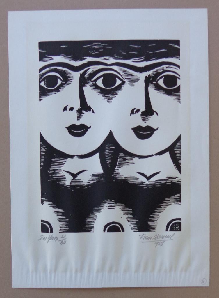 FRANS MASEREEL / DES YEUX / ZW-W HOUTSNEDE / 45x32cm / SIG, Ophalen of Verzenden