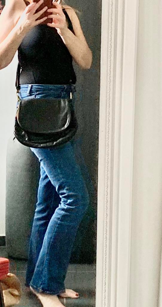Leren handtas lange riem, Enlèvement ou Envoi, Utilisé, Noir, Sac à main