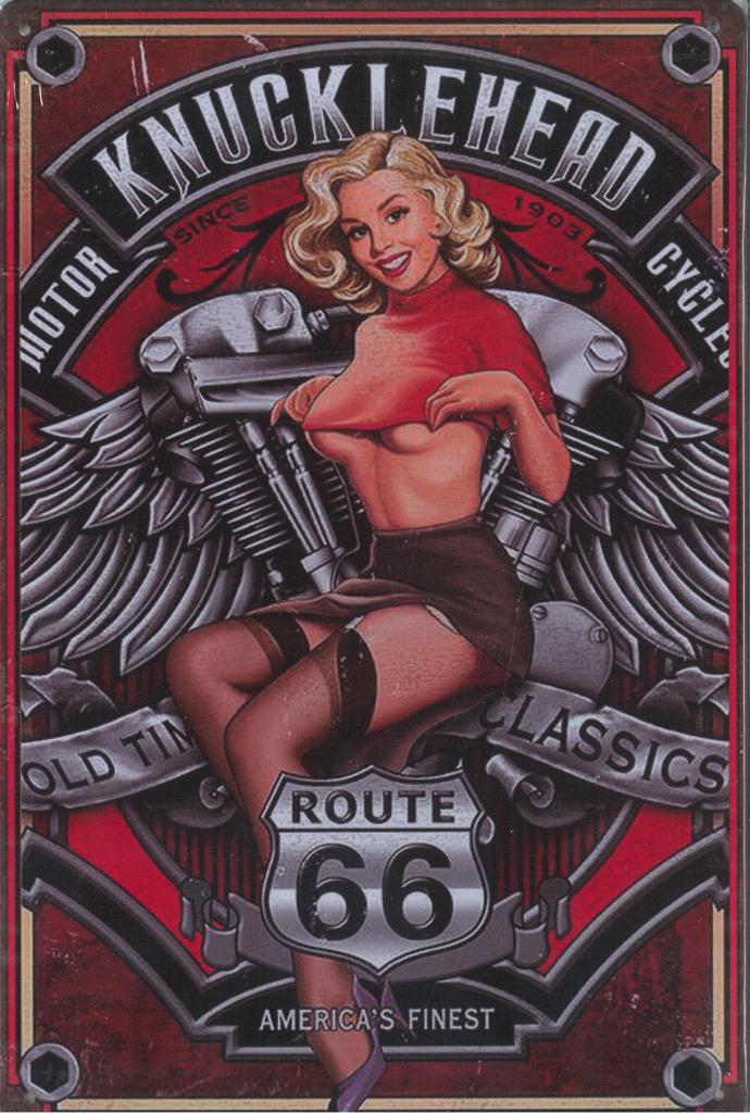 Retro Metalen Sierbord - Knucklehead Motor Cycles, Ophalen of Verzenden, Nieuw