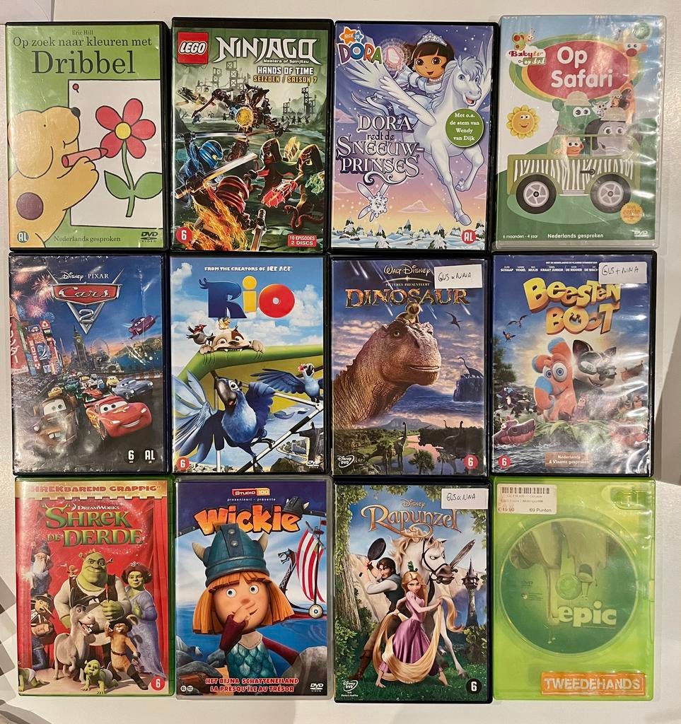 DVD’s voor kinderen - nog 9 stuks, Cd's en Dvd's, Dvd's | Kinderen en Jeugd, Zo goed als nieuw, Film, Avontuur, Alle leeftijden