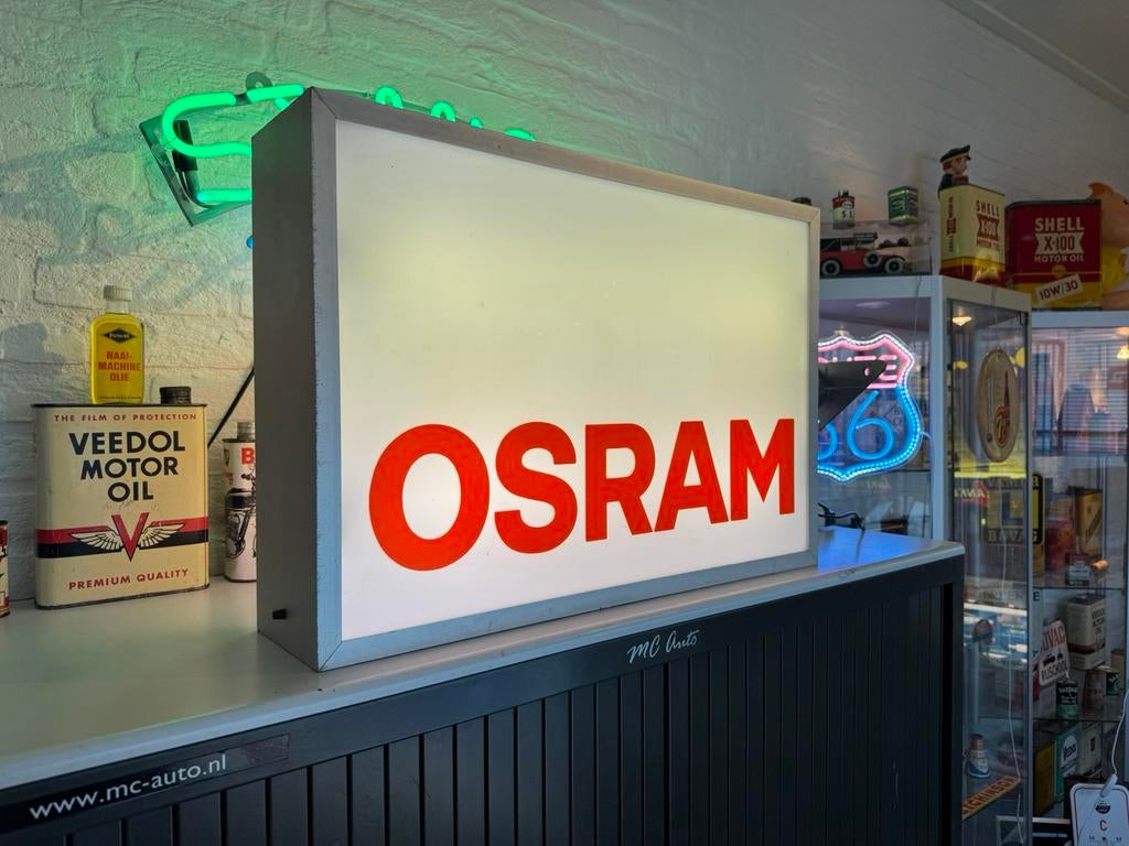OSRAM oude reclame lichtbak, Verzamelen, Ophalen, Gebruikt, Lichtbak of (neon) lamp