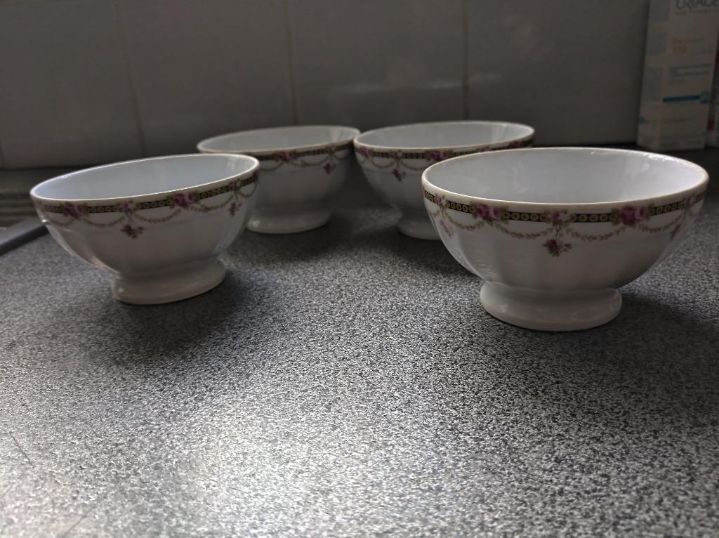 4 VINTAGE POTJES FRANS PORCELEIN CHAUVIGNY, Antiek en Kunst, Ophalen of Verzenden