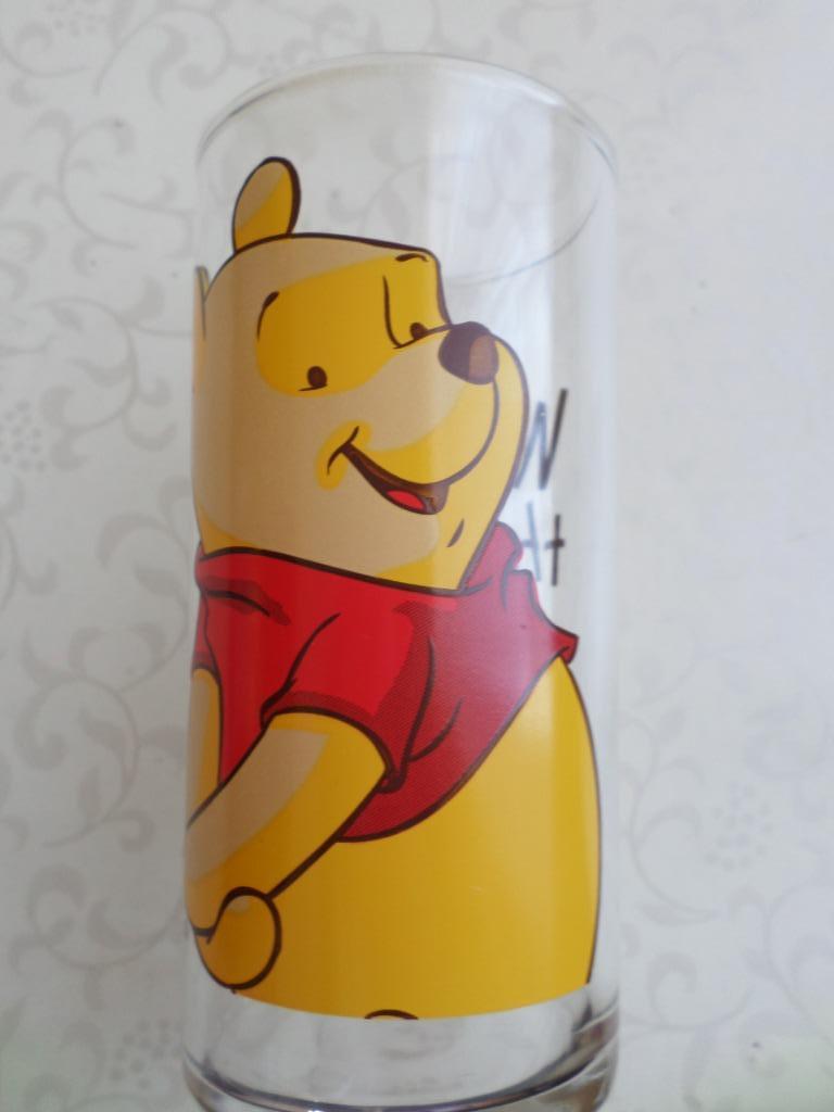 Disney 20cL geel Winnie the Pooh glas - Winnie the Pooh, Glas of Glazen, Gebruikt, Ophalen of Verzenden, Glas