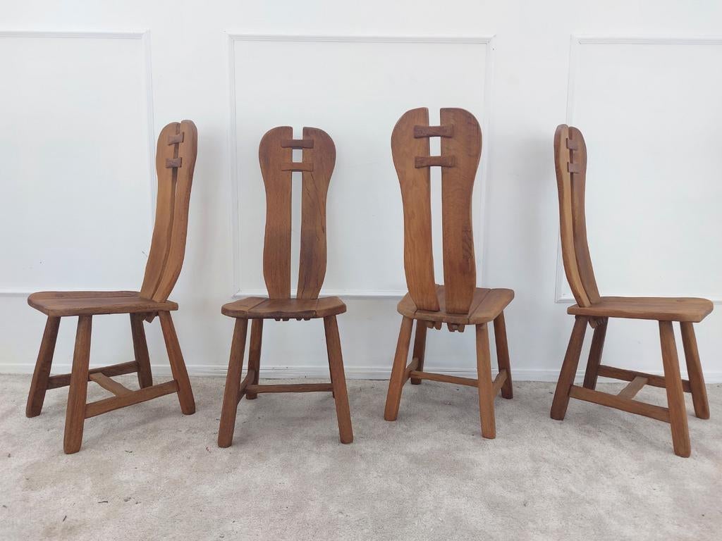 Lot de 4 chaises brutalistes De Puydt- Belgique  1970, Maison & Meubles, Chaises, Enlèvement, Utilisé, Quatre, Brutaliste