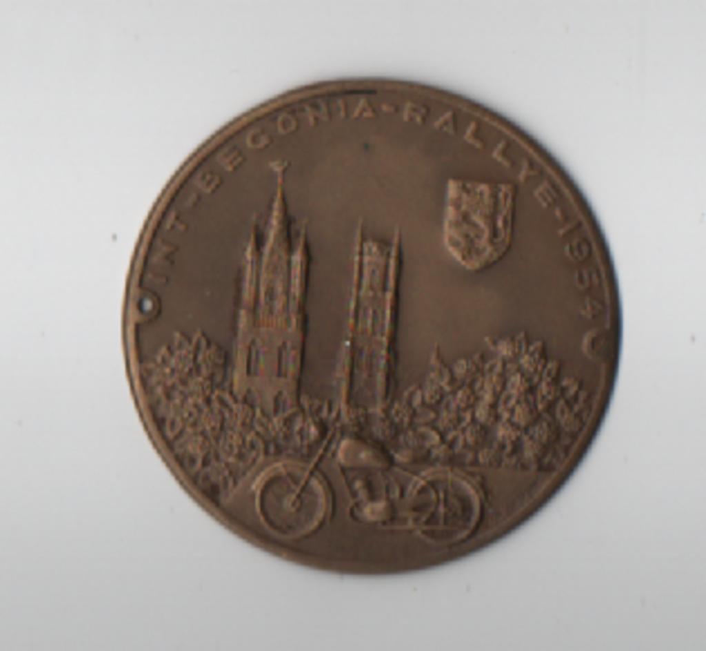 koperen badge INT BEGONIA RALLY 1954, Enlèvement ou Envoi