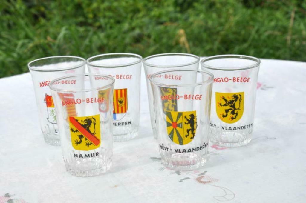 §  6 verres anglo pils avec écussons divers province, Enlèvement ou Envoi, Utilisé, Verre ou Verres, Autres marques