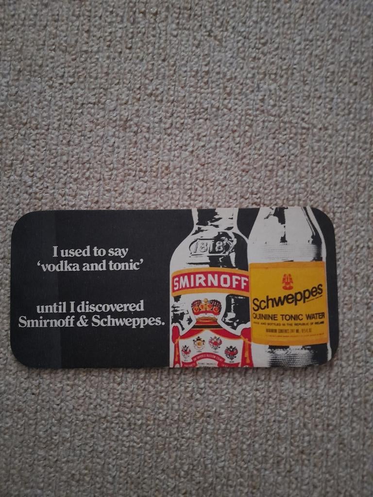 Bierviltje van Smirnoff en Schweppes, Ophalen of Verzenden, Zo goed als nieuw, Overige typen