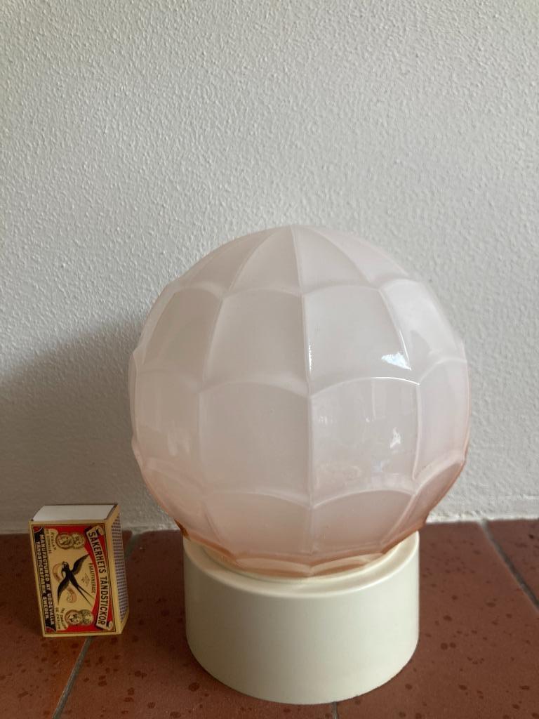 licht pastel roze melkglas schroefkogel lampenbolletje retro, Enlèvement ou Envoi, Comme neuf, Verre, Mondain