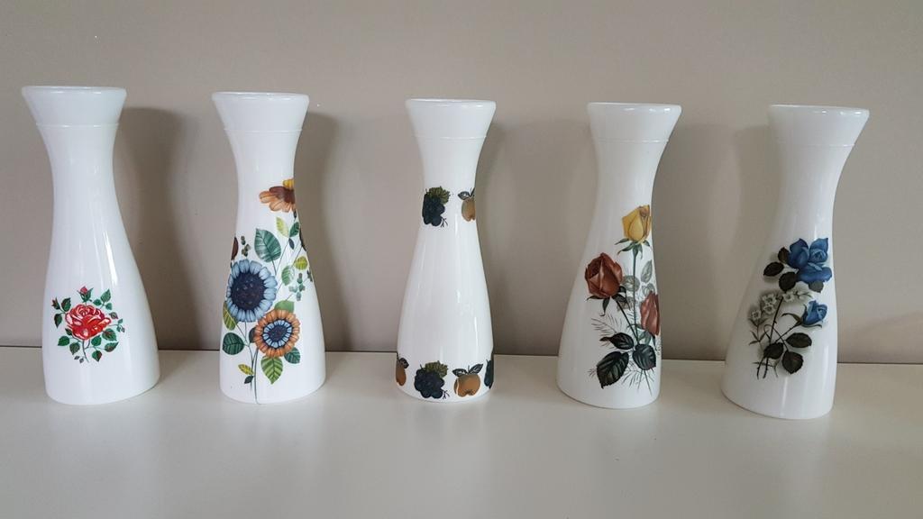 5 vintage italiaanse Bormioli Rocco Figlio vaasjes - BRF., Enlèvement ou Envoi