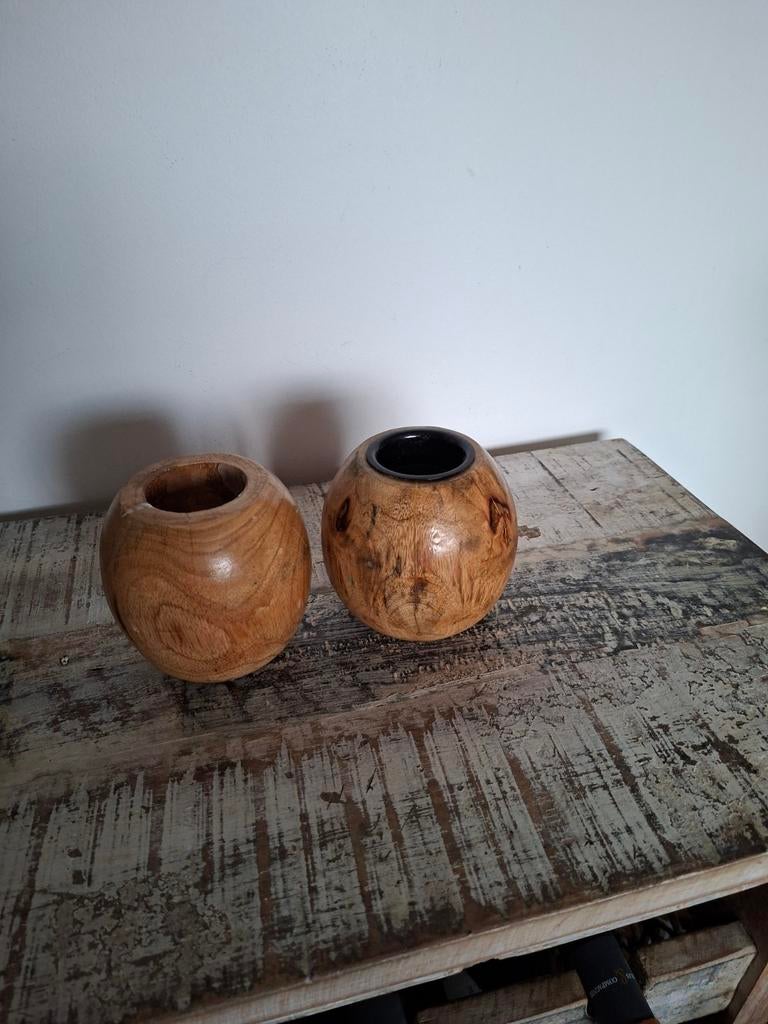 2 houten kaarshouders, Enlèvement, Comme neuf