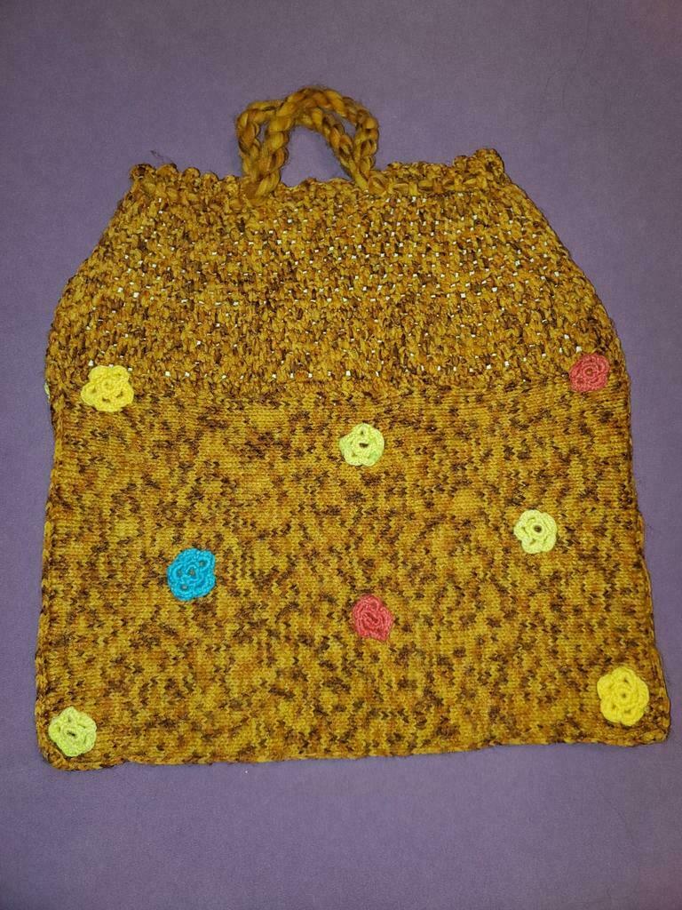 Sac fait main au crochet doublé solide 41 x 43 cm, Enlèvement ou Envoi, Utilisé, 30 cm ou plus, 35 à 55 cm
