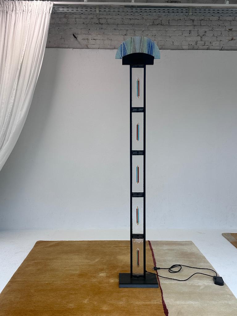 De Majo vloerlamp met Murano glas, Huis en Inrichting, Gebruikt, Verzenden, Mid Century, Glas