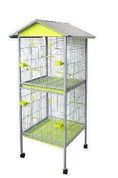 Volière metaal dubbel grijs/groen b78 x d74 x h165cm, Animaux & Accessoires, Oiseaux | Accessoires, Neuf, Enlèvement