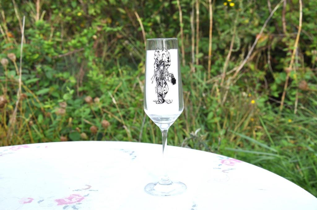 verre sur pied a champagne decor gilles, Ophalen of Verzenden, Zo goed als nieuw, Overige typen