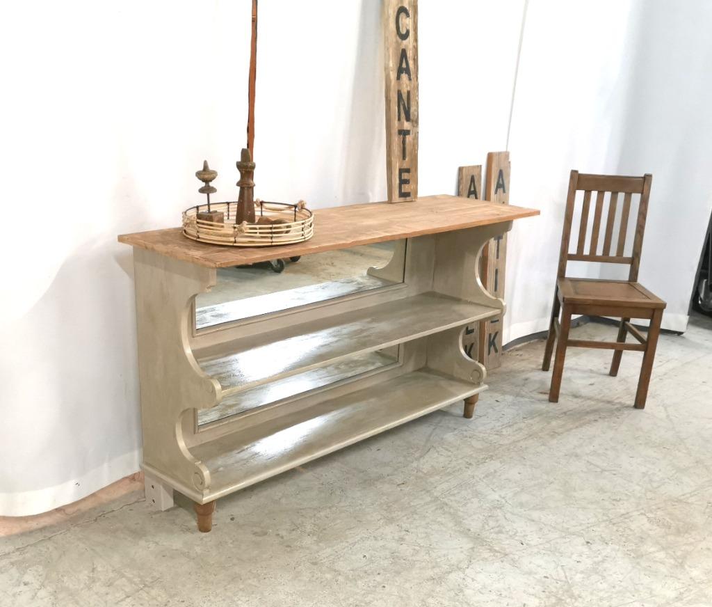 Table murale/console ancienne en brocante avec plateau en pi, Enlèvement