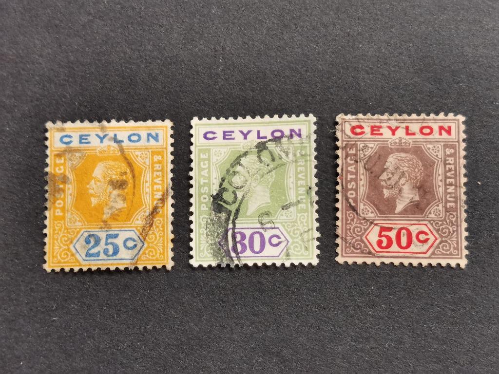 Ceylan 1912/13 - Le roi George V, Enlèvement ou Envoi, Affranchi, Asie du Sud