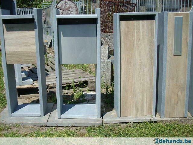 Brievenbus in Belgische arduin / keramiek ( houtlook), Tuin en Terras, Ophalen, Nieuw