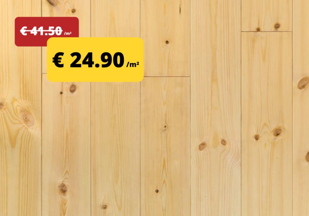 Parquet en pin pour 24,90 €/m² - STOCK SALE, Neuf, Parquet, Enlèvement, 150 cm ou plus