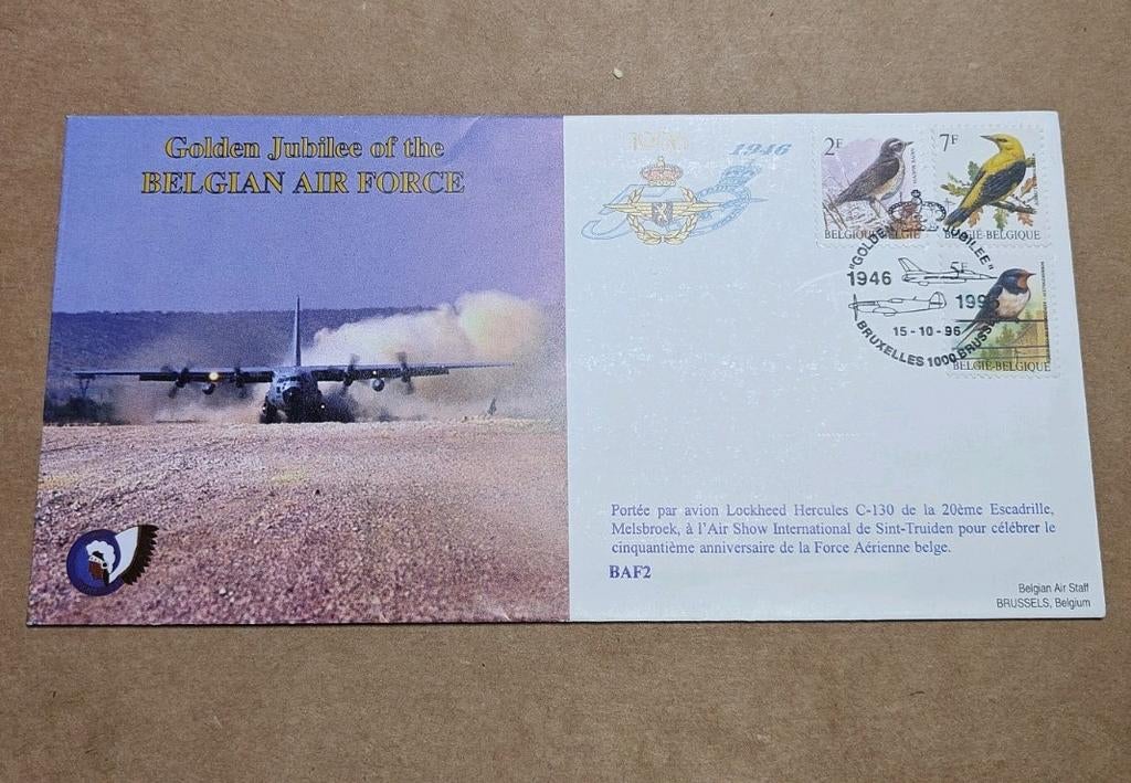 20 SQN Melsbroek 1996 FDC, Ophalen of Verzenden, Luchtmacht, Foto of Poster