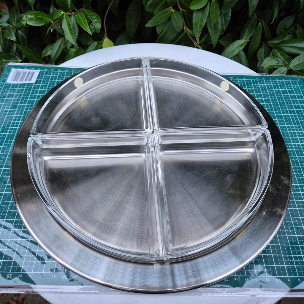 Alessi aperitiefhapjes schaal met 4 glazen Ettore Sottsass, Antiek en Kunst, Ophalen of Verzenden