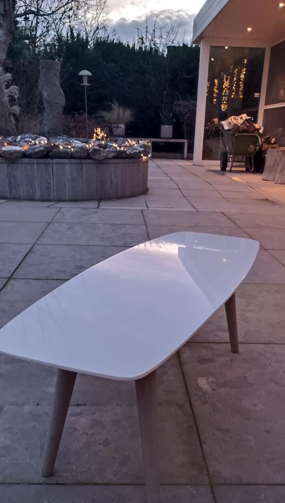 Prachtige ovale moderne salontafel wit 120cm lang, Huis en Inrichting, Tafels | Salontafels, Zo goed als nieuw, Minder dan 50 cm