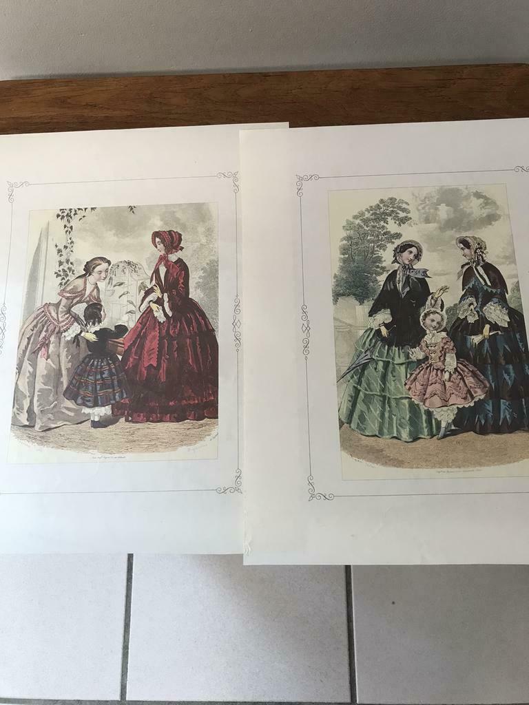 2 dessins de dames parisiennes vintage, Enlèvement ou Envoi