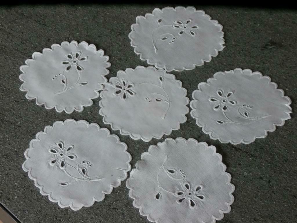 Broderie kanten onderleggers (6), Ophalen of Verzenden