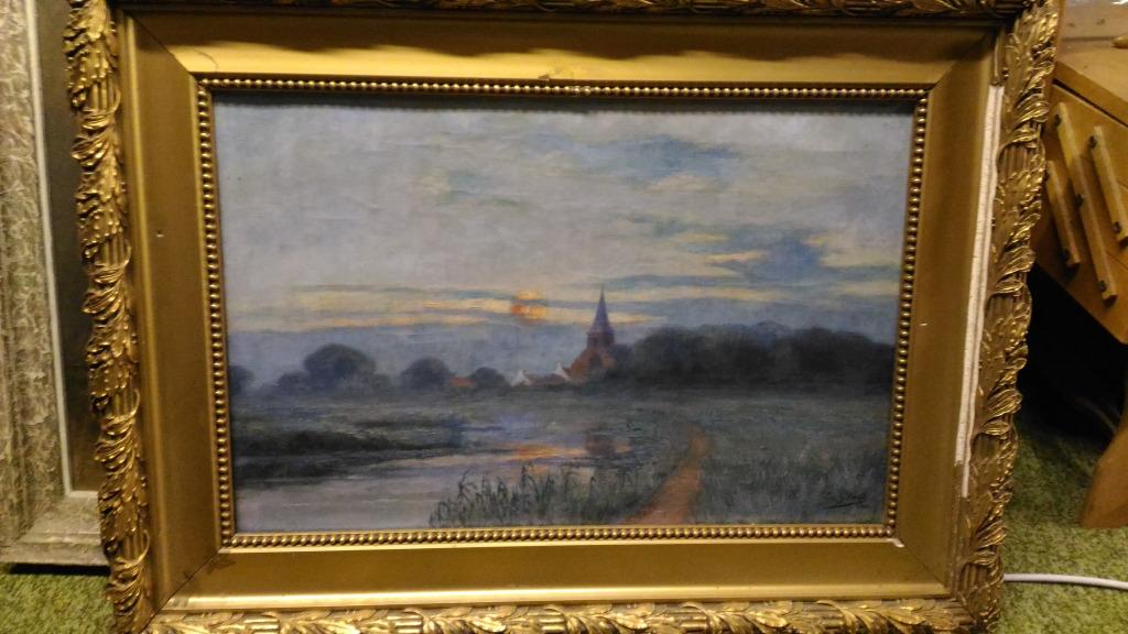 Vue de la rivière huile sur toile, Enlèvement
