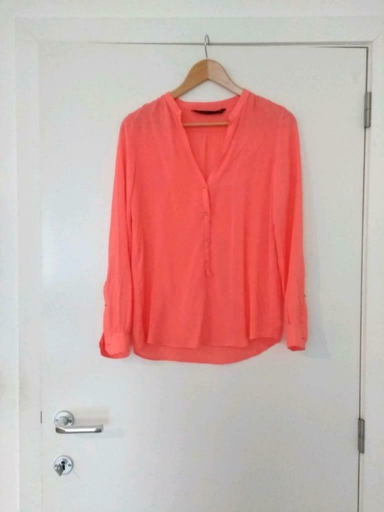 Luchtige blouse in koraal / oranje met gouden knoopjes, Enlèvement ou Envoi, Zara, Taille 34 (XS) ou plus petite, Porté