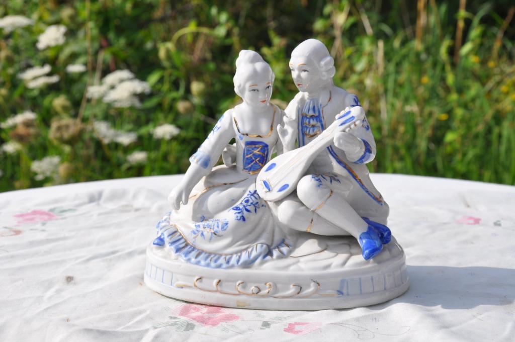 couple en faience joueur de mandoline, Ophalen of Verzenden